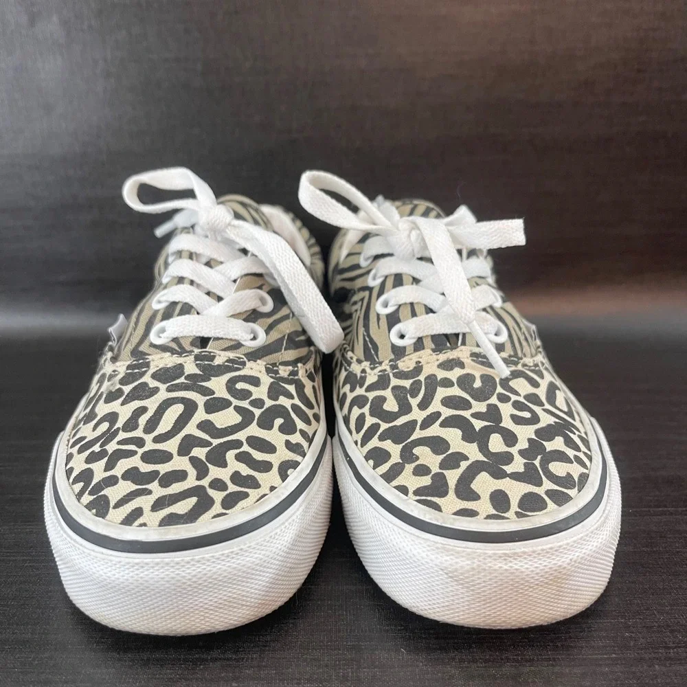 Vans Era Sneakers Womens 6.5 Tan Safari Animal Print Leopard Zebra Low Top Shoes